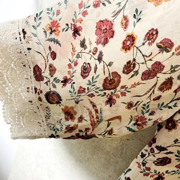 MASON & BELLE 1X PLUS WOMENS FLOWERY EMBROIDERY WHIMSICAL COASTAL BEACH CARDIGAN - Picture 5 of 6